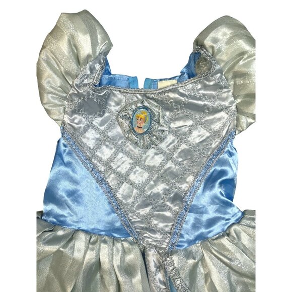 Cinderella Halloween Costume Dress With Glitter Castle Design For Girls - Picture 3 of 12